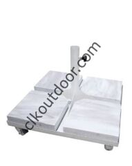 CLK 2 mt Mega Yuvarlak Şemsiye Q50 Bahçe Cafe Otel Plaj Havuz Şemsiyeleri Açık Yeşil - Metal Hareketli Ayak 4 Mermerli (60x60cm 80 kg)