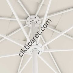 CLK 3x3 Metre Mega Q50 Şemsiye Bahçe Cafe Havuz Otel Restorant Şemsiyeleri Açık Gri - Metal Hareketli Ayak 4 Mermerli (60x60cm 80 kg)