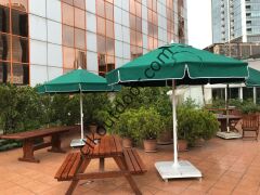 CLK 2,5 mt Mega Yuvarlak Şemsiye Q50 Bahçe Cafe Otel Plaj Havuz Şemsiyeleri Saks Mavi - 70 lt Plastik Duba Bidon Ağırlık