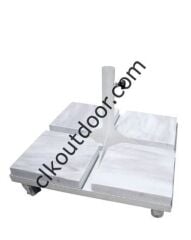 CLK 2,5 mt Mega Yuvarlak Şemsiye Q50 Bahçe Cafe Otel Plaj Havuz Şemsiyeleri Gri - Metal Hareketli Ayak 4 Mermerli (60x60cm 80 kg)