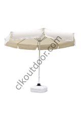 CLK 3 mt Mega İpli Yuvarlak Beyaz Profil Bahçe Cafe Otel Şemsiyeleri Siyah - Metal Hareketli Ayak 4 Mermerli (60x60cm 80 kg)