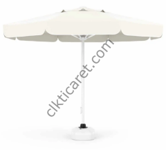 CLK 3 mt Mega İpli Yuvarlak Beyaz Profil Bahçe Cafe Otel Şemsiyeleri Lacivert - Metal Hareketli Ayak 4 Mermerli (60x60cm 80 kg)