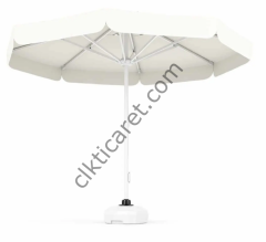 CLK 3 mt Mega İpli Yuvarlak Beyaz Profil Bahçe Cafe Otel Şemsiyeleri Saks Mavi - 70 lt Plastik Duba Bidon Ağırlık